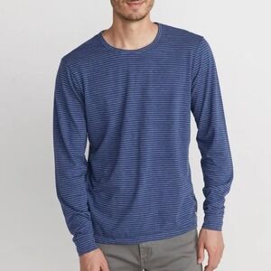 Marine Layer Men's Benson Crewneck Long Sleeve Shirt Top Blue Striped Medium?